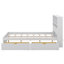 Lit plateforme double avec tête de lit multifonctionnelle et luminaire encastré, lit en bois avec 2 tiroirs latéraux, station de charge-853151617