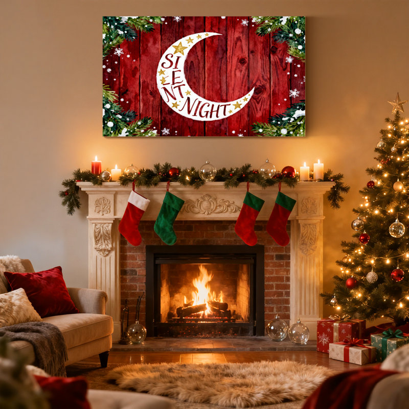 Ensemble de 3 impressions sur toile de Noël, nuit de lune silencieuse, H 12 po x l 18 po