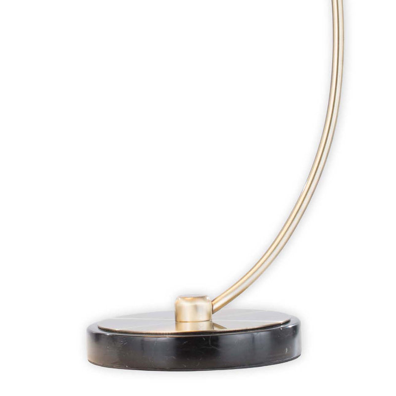Lampe de table Luna Bella - 28 po, laiton patiné, abat-jour noir mat / feuille d'or, base en marbre, gradateur, Laiton délavé