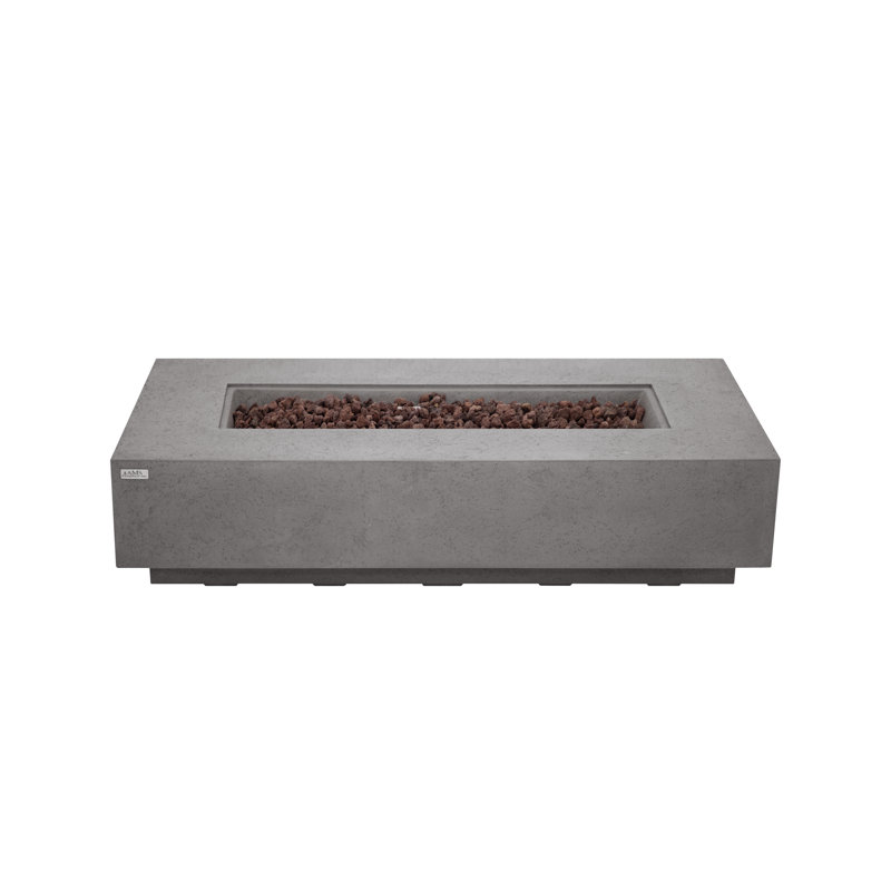Savanah 72" L x 17" H Rectangle Travertine Outdoor Fire Pit Table, Natural Gas, Light Grey