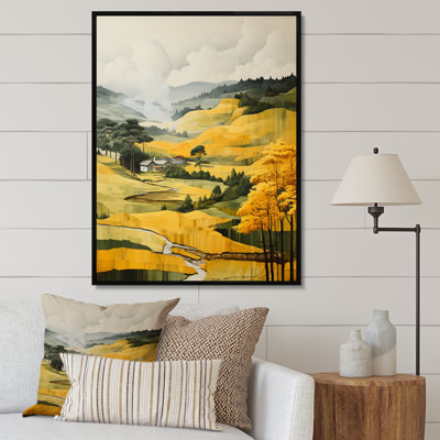 «Belsford Yellow and Green Pastoral Bold Landscape V», reproduction sur toile