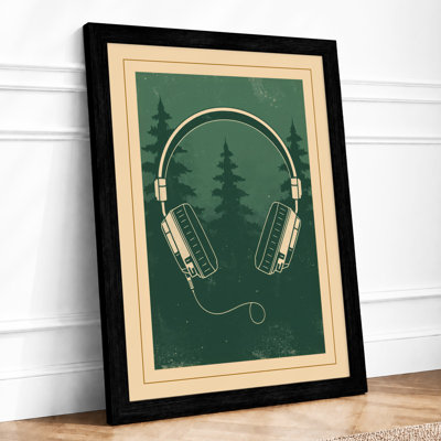 Headphones in Nature Vintage - Framed Print