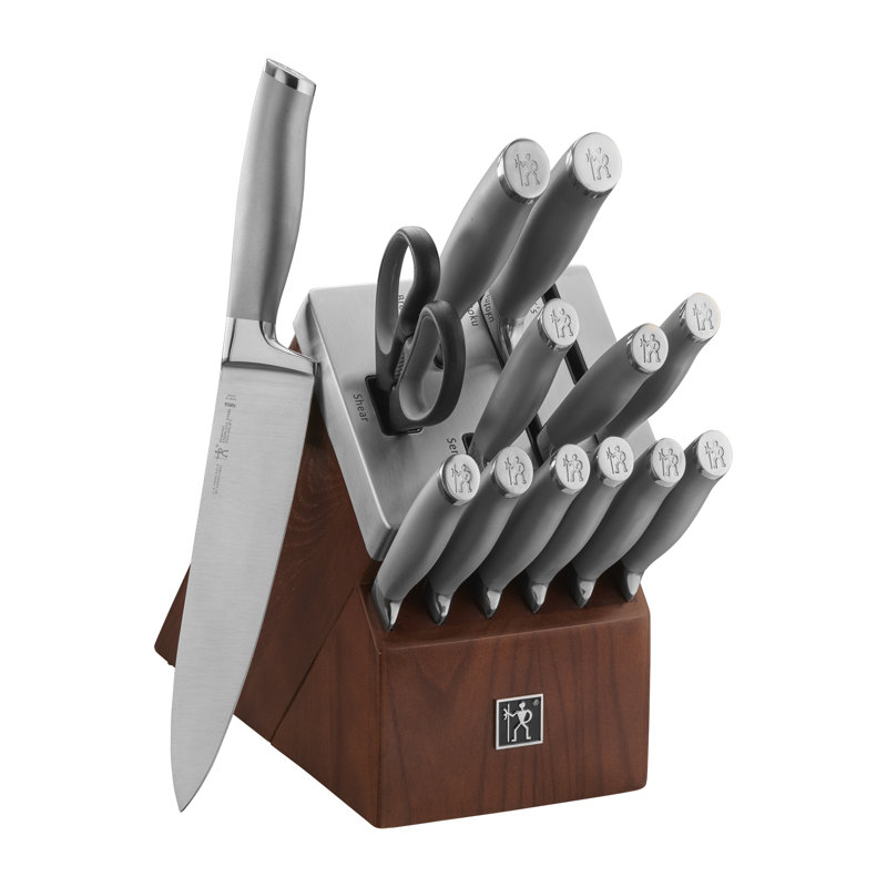HENCKELS Modernist 14-Piece Self-Sharpening Knife Set with Block, Chef Knife, Paring Knife, Bread Knife, Steak Knife, Stainless Steel