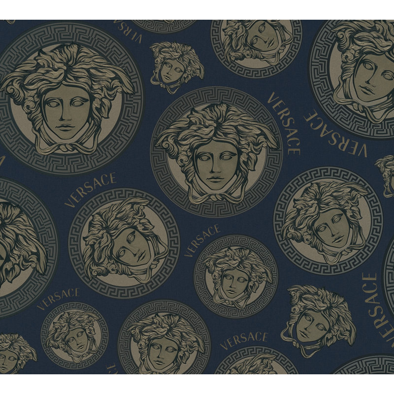 Versace Midnight Sky Monarch Unpasted Vinyl Wallpaper, Navy