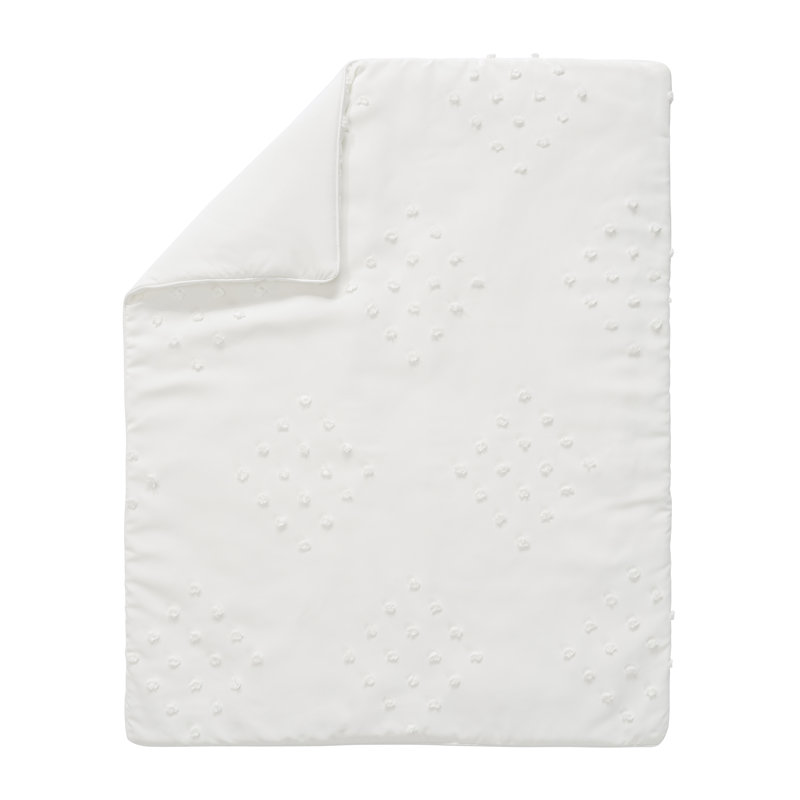 Ivory Microfiber Boho Dot Toddler Comforter with Macrame Fringe