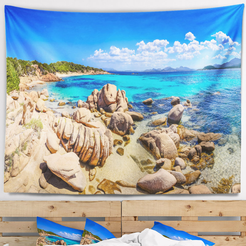Tapisserie panorama avec accessoires suspendus en polyester de plage en polyester inclus, H 78 po x l 92 po