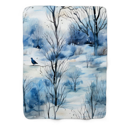 Paysage d'hiver - couverture Sherpa de qualité supérieure 1 pièce