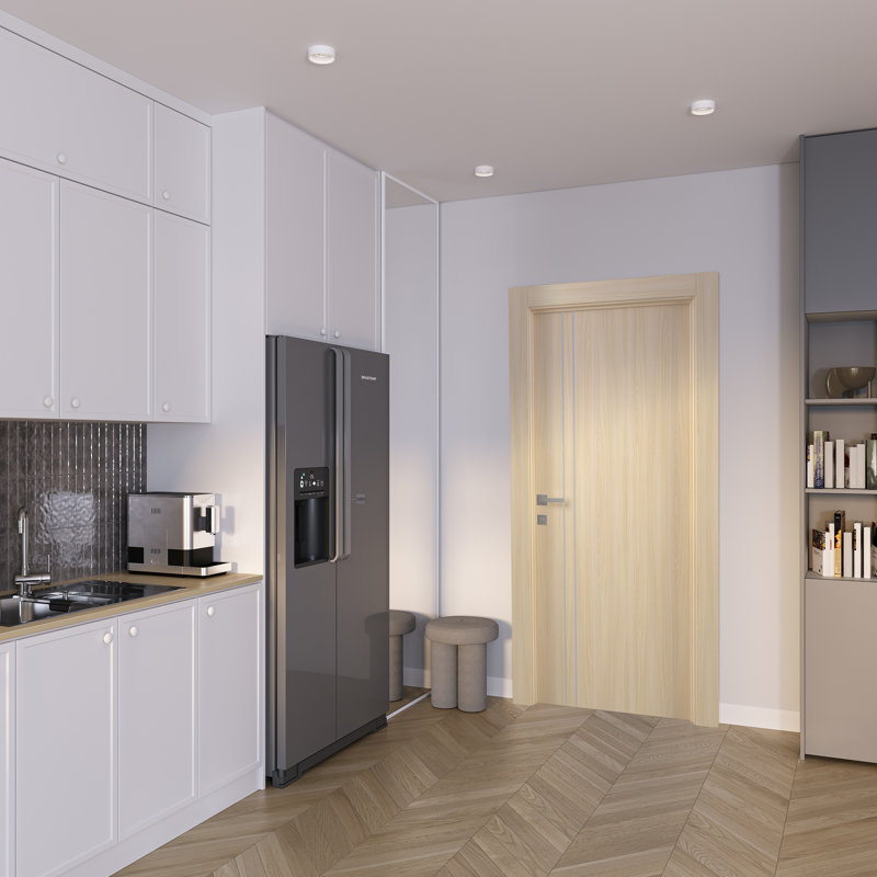 Dalle de porte intérieure standard en bois manufacturé Optima 2V, 23,88 po x 95,24 po, Frêne de la loire