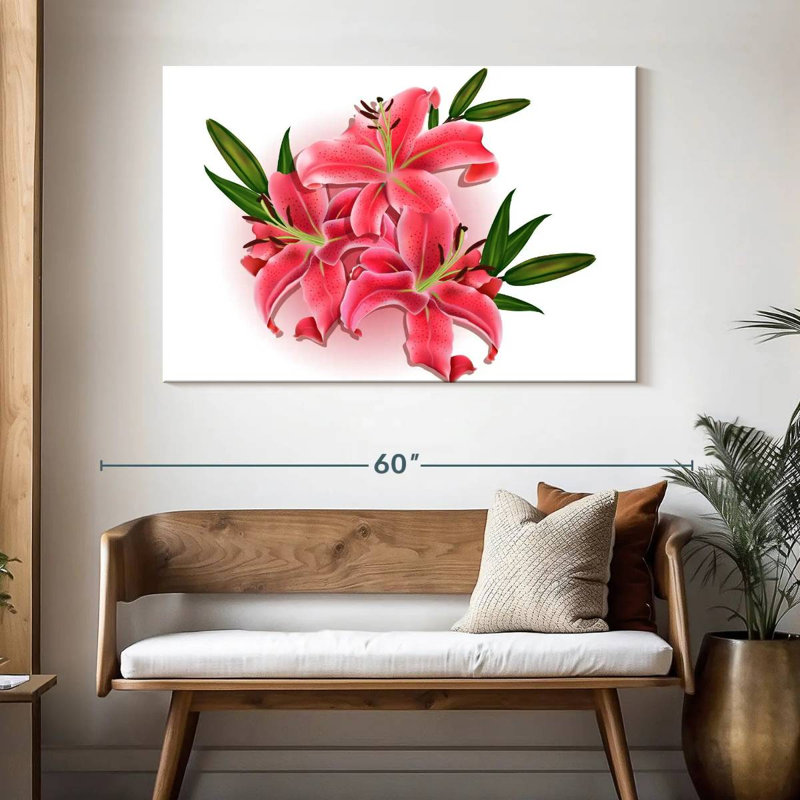 Harnek - jolies fleurs de lys roses, H 32 po x l 48 po