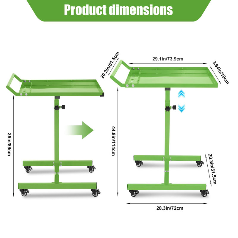 Table à outils avec roues, établi à roulettes robuste avec chariot à outils réglable pour garages, bricolage, ateliers de réparation - capacité de 220 lb