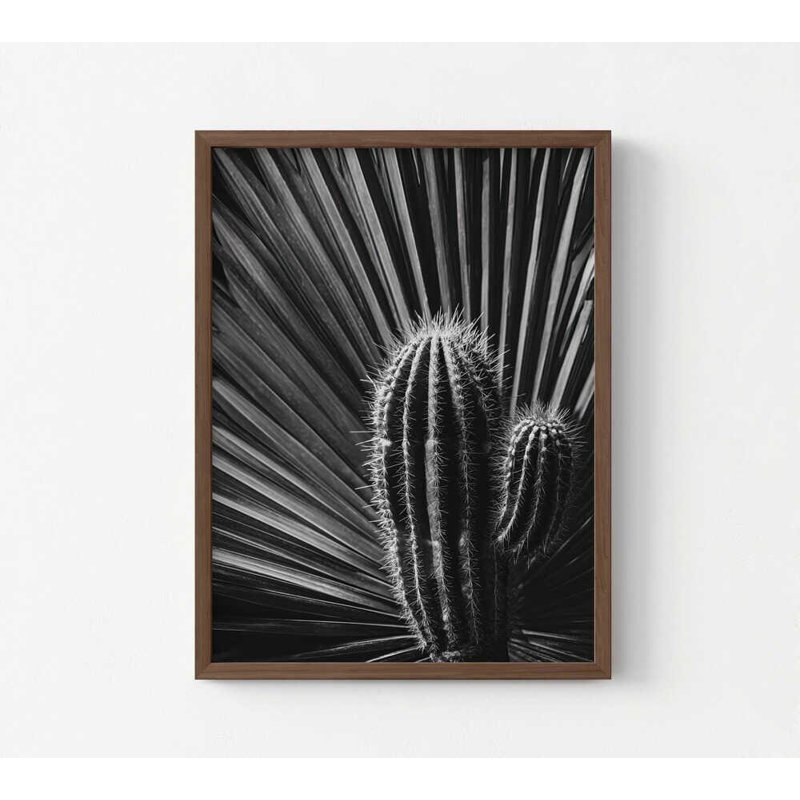 Impression de cactus ombres, noir et blanc minimaliste, H 56 po x l 42 po, Impression encadrée sans passe-partout, Brun
