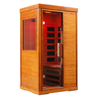 Pièce sèche intérieure à infrarouges lointains avec lecteur de musique, lecture, éclairage à 7 couleurs, 6 panneaux chauffants en fibre de carbone, commande tactile, porte en verre trempé, température de minuterie