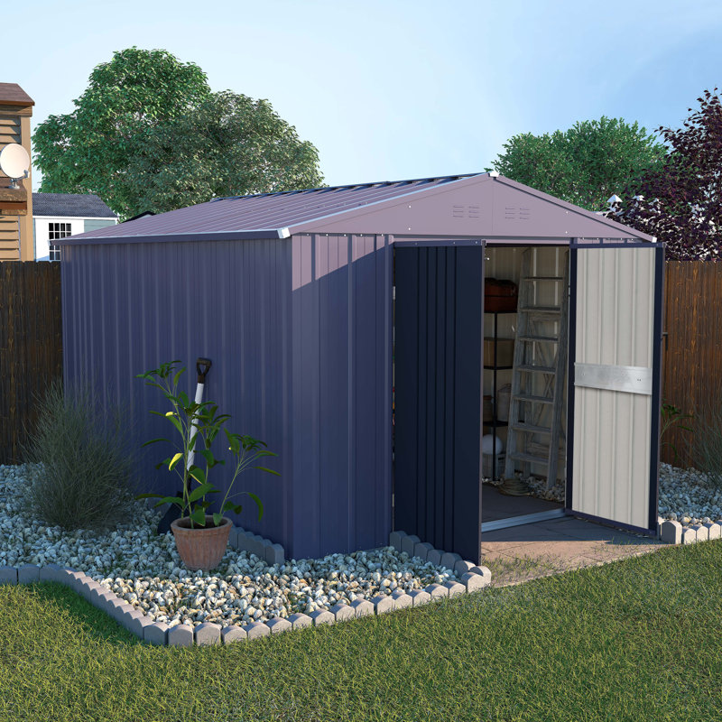 Outdoor Storage Shed, Steel Utility Tool Shed Storage House with Door & Lock, Metal Sheds Outdoor Storage for Garden Patio Lawn Poolside