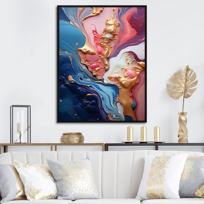 Trippy Pink Blue Abstract Liquid Ink III - Liquid Ink Abstract Wall Art