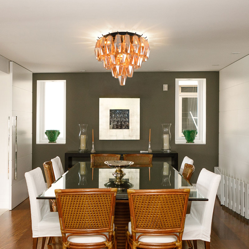 Flush Mounted Geometric Ceiling Mounted Ceiling Light (Bulb Included), Matte Black