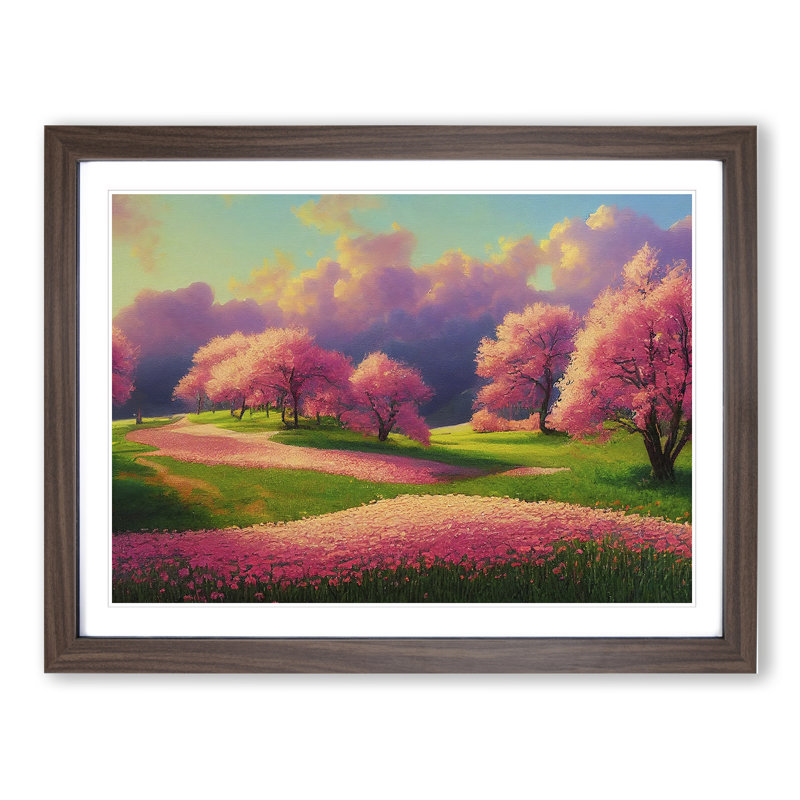 Spring Meadow Landscape - Framed Print, Walnut, 25cm H x 34cm W x 2cm D