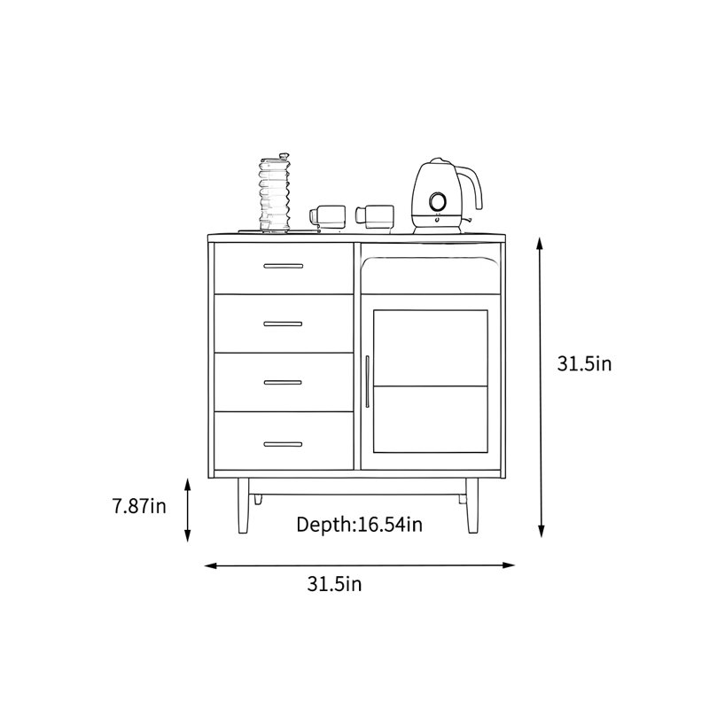 Armoire de rangement multifonctionnelle pour le salon, H 31,5 po x l 31,5 po x P 16,54 po