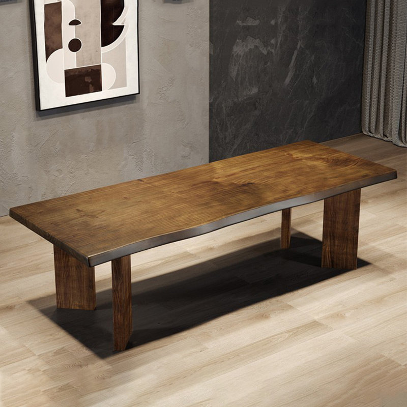 Nut-brown Free form Solid Wood Dining Table, 29.53"H x 102.36"L x 39.37"W