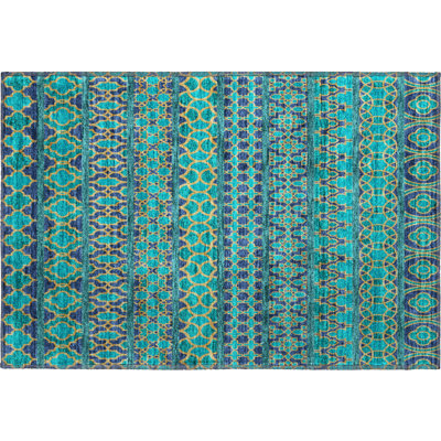 Premium Machine Washable Prisco Teal Rug