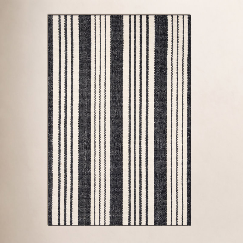 Birmingham Black Handwoven Indoor/Outdoor Rug, Rectangle 3' x 5'