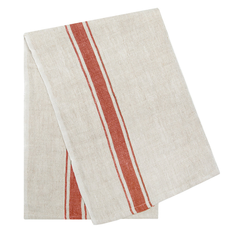 Cangelosi Stripe Tea Towel Kitchen Towel, Red/Natural
