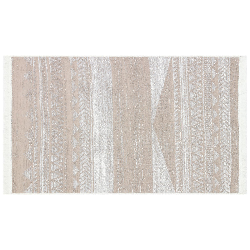 Tapis brun / crème en coton marocain Lummus, Tapis de couloir 2 pi 7 po x 9 pi 10 po