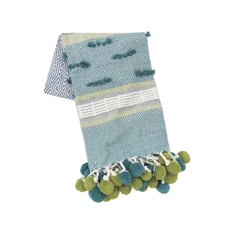 Highland Geometric Pom-Pom Throw Blanket