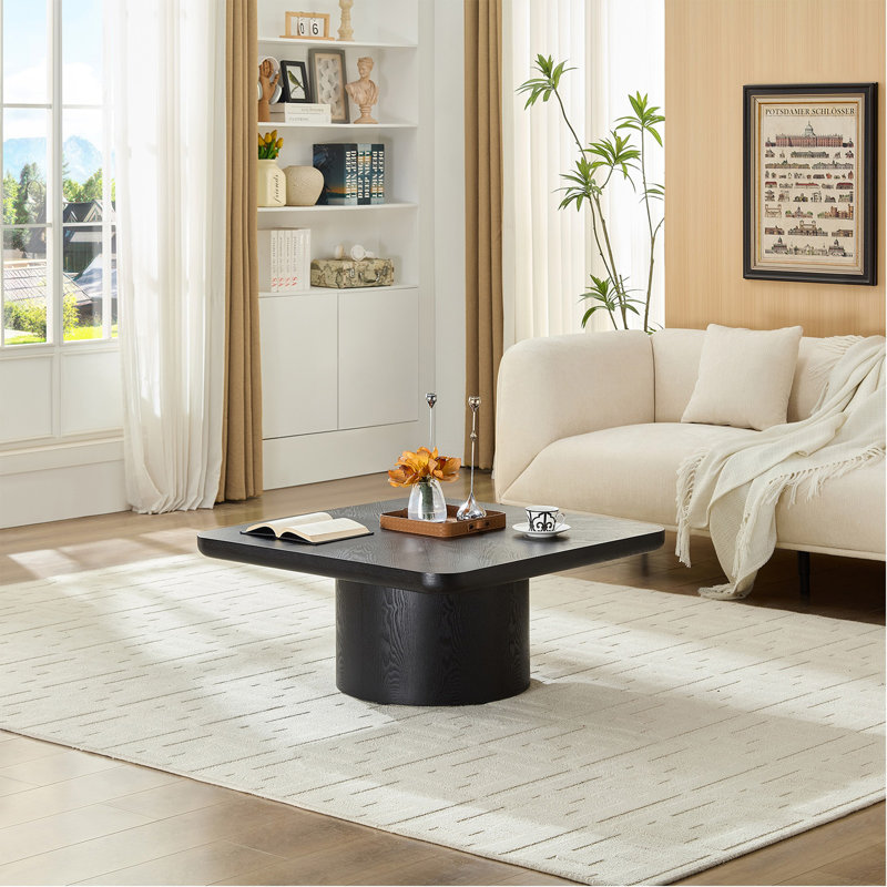 Table basse carrée, design moderne pour le salon, sans assemblage, Black