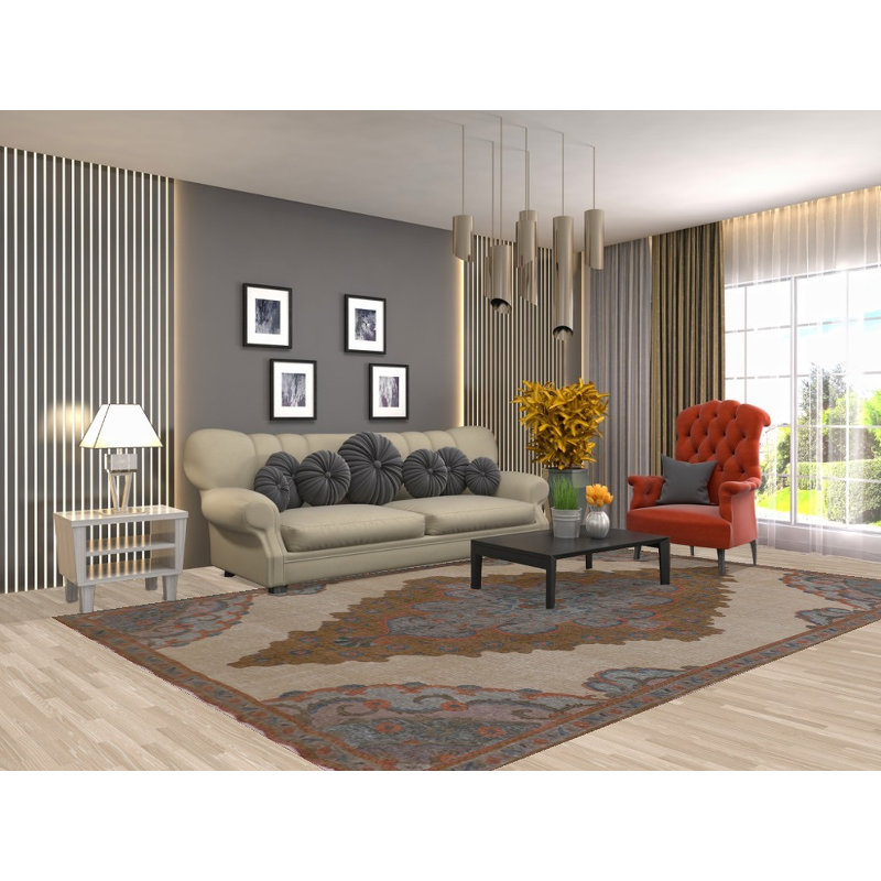 Tapis traditionnel en laine vieilli 7 x 11