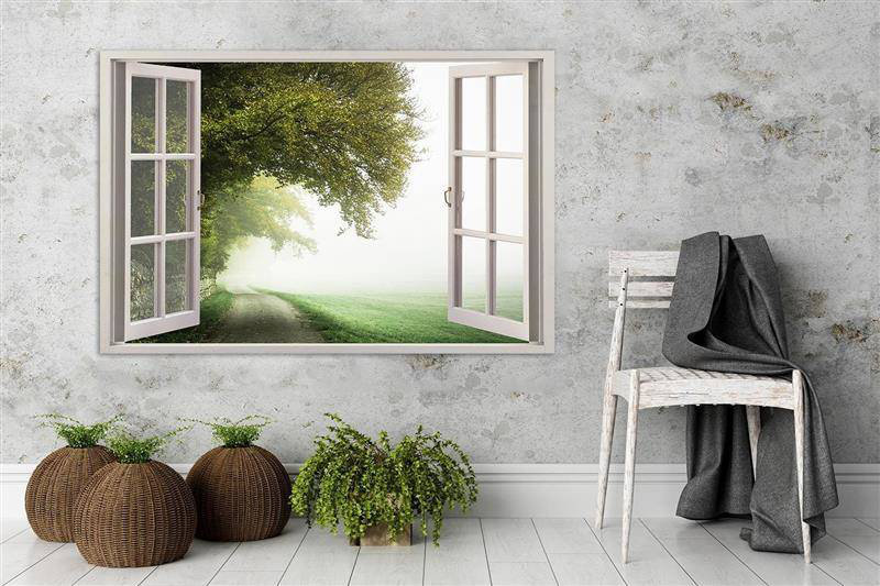 Foggy Tree View of a Window - Wrapped Canvas Art Print, 70cm H x 100cm W