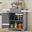 Buffet de cuisine moderne avec comptoir en bois massif, 2 tiroirs, portes et tablette réglable-813421270