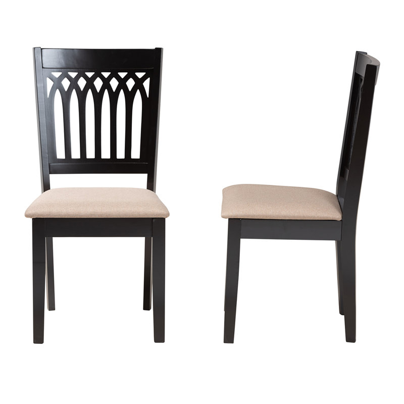 18.9'' H Fabric Upholstered Oak Side Chair, Black, Beige