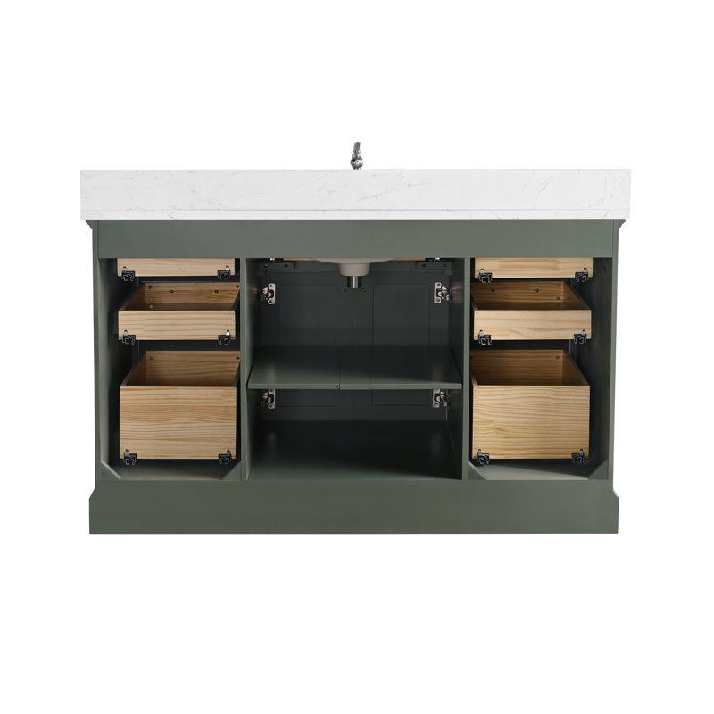Ensemble de meuble-lavabo simple 54 po Aanayah, Vert rétro