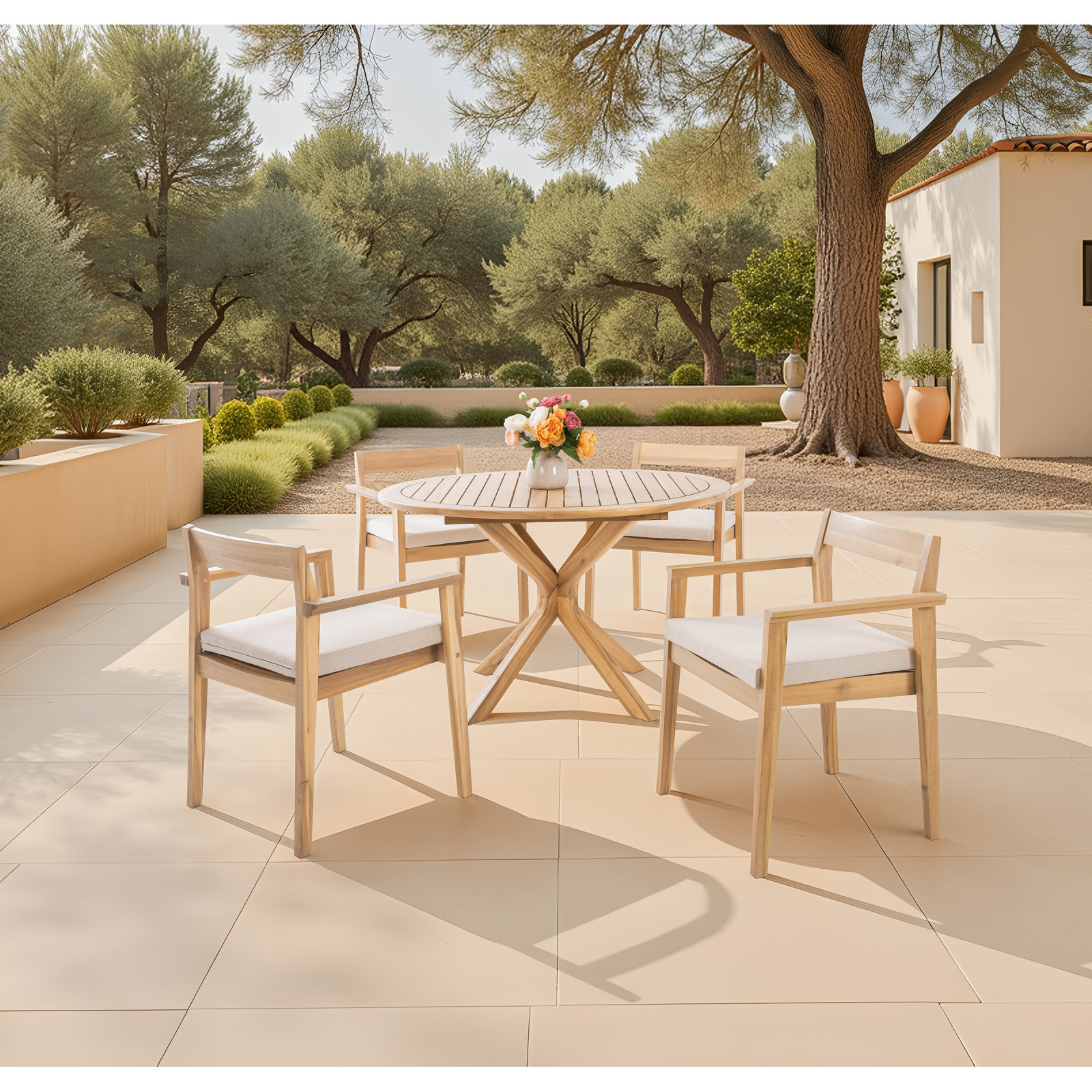 Badgley 47" Acacia Patio Dining Set