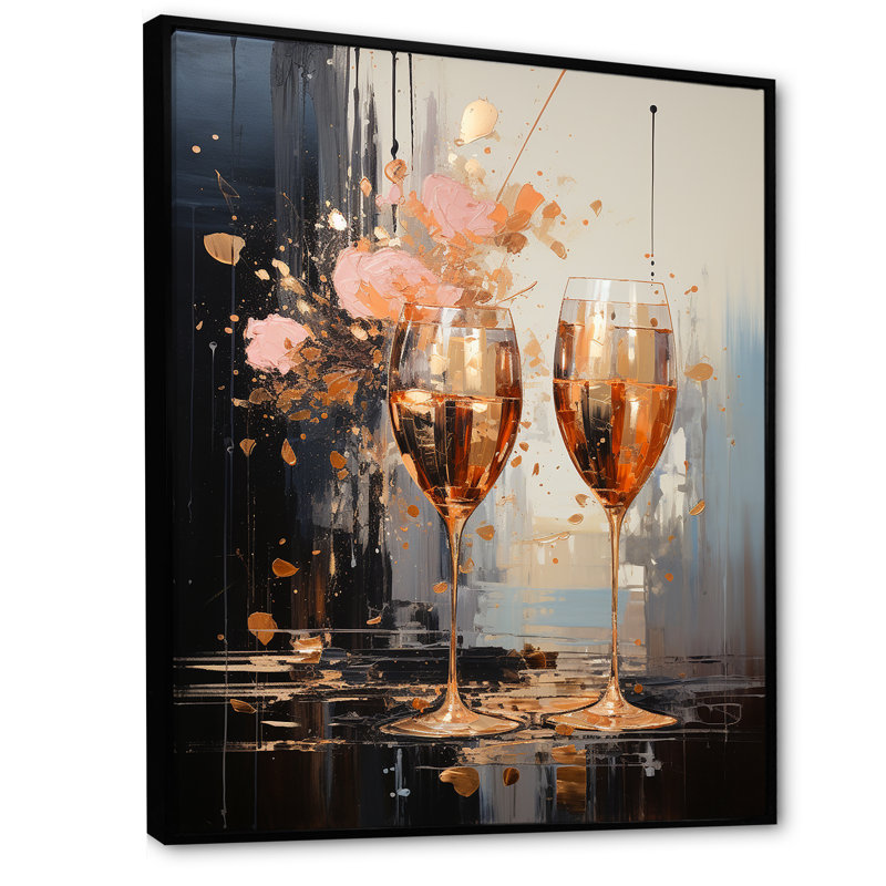 Champagne Chords Symetry sur impression sur toile, Cadre flottant noir, 40" H x 30" W