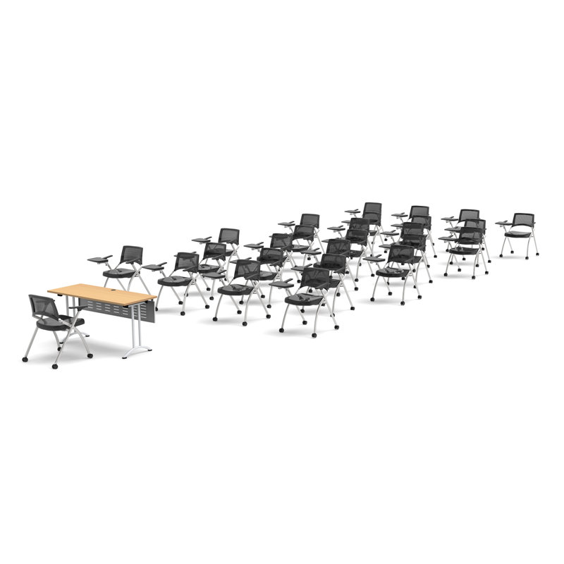Novelty 26 Person Flip Top 22'' L Modular Training Table and Chair Set with Casters and Modesty Panel