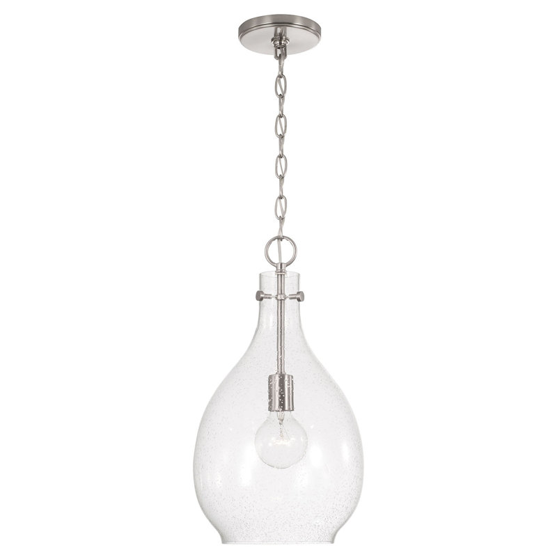 Pendentif 1 Lumière goutte d'eau, Brossé / nickel satiné