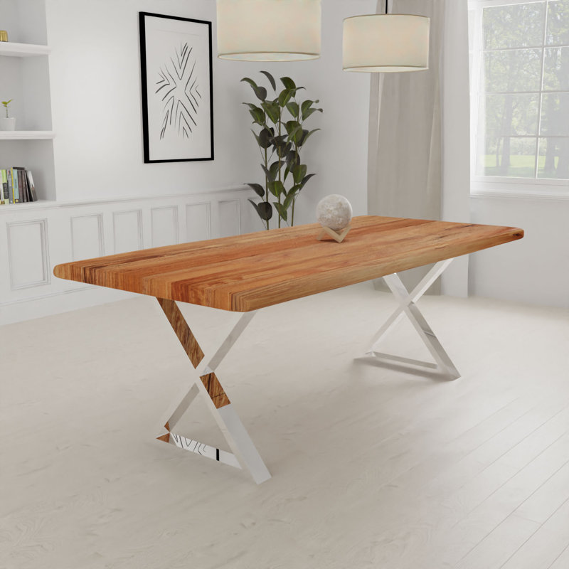Coudgo Live Edge Dining Table, Black, 30" H x 72" L x 40" W, Acacia
