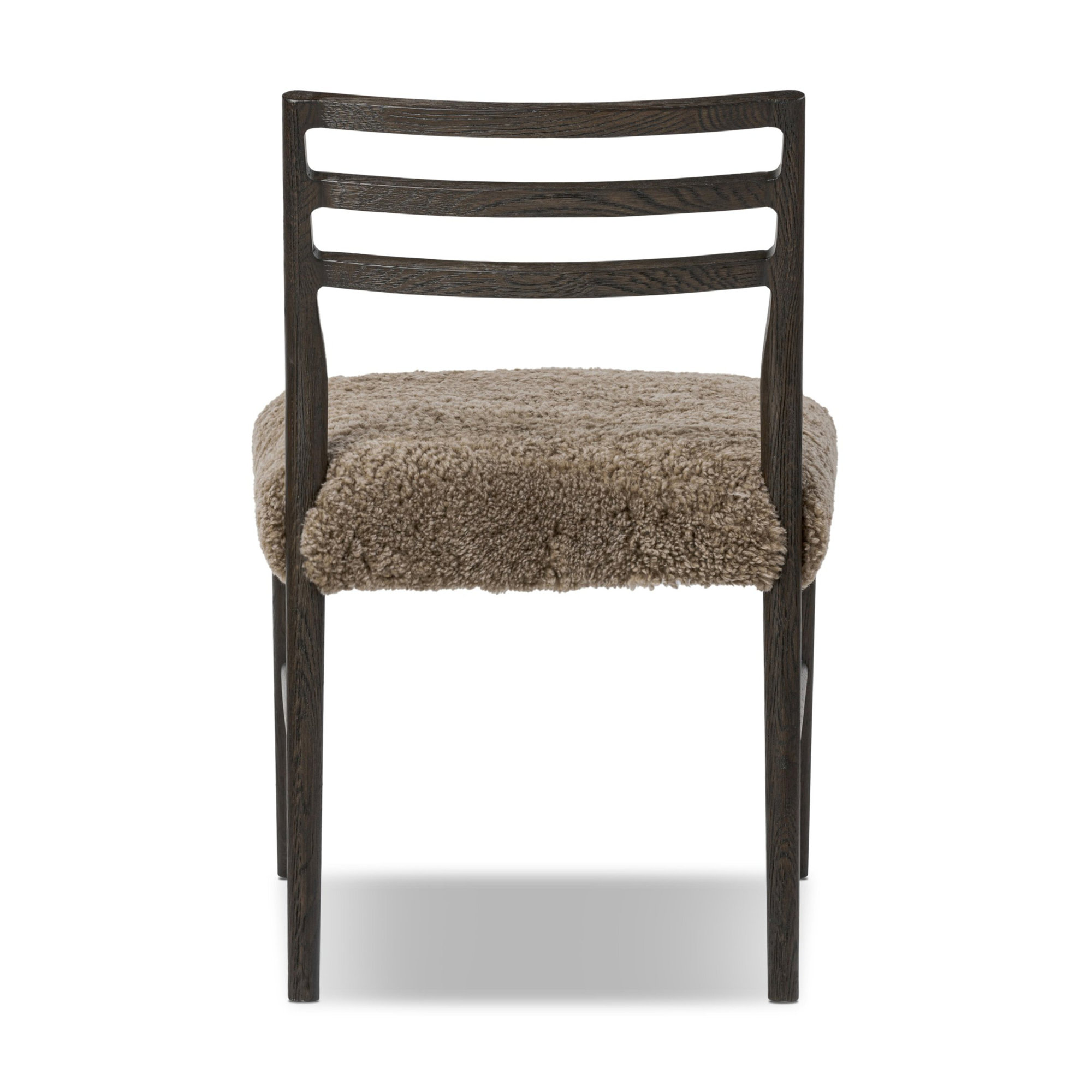 Lindyn Side Chair, Taupe Shearling, Scrubbed Oak Black