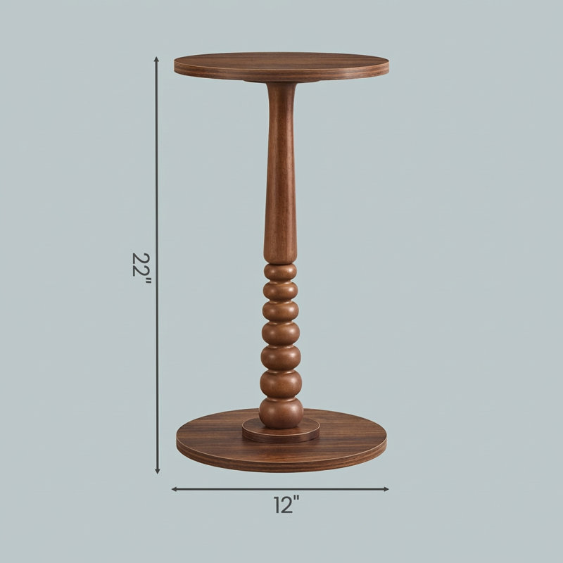 Table de bout ronde, Marron foncé
