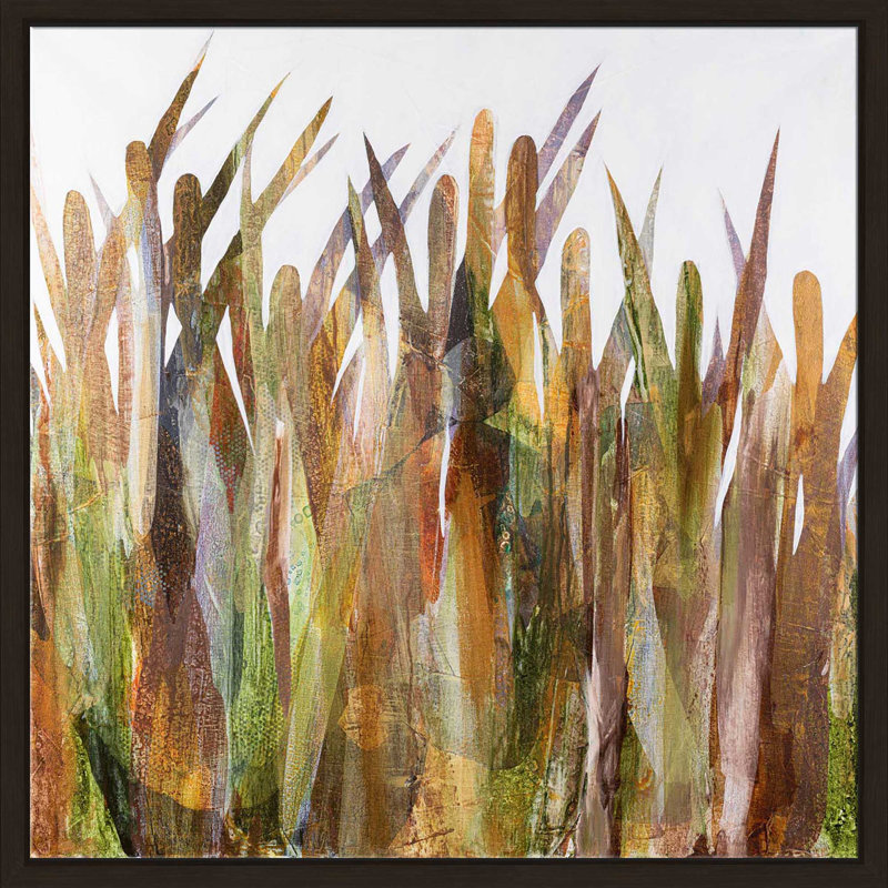 Quenouilles II - Peinture, Cadre flottant espresso, H 39,5 po x l 39,5 po x P 2 po