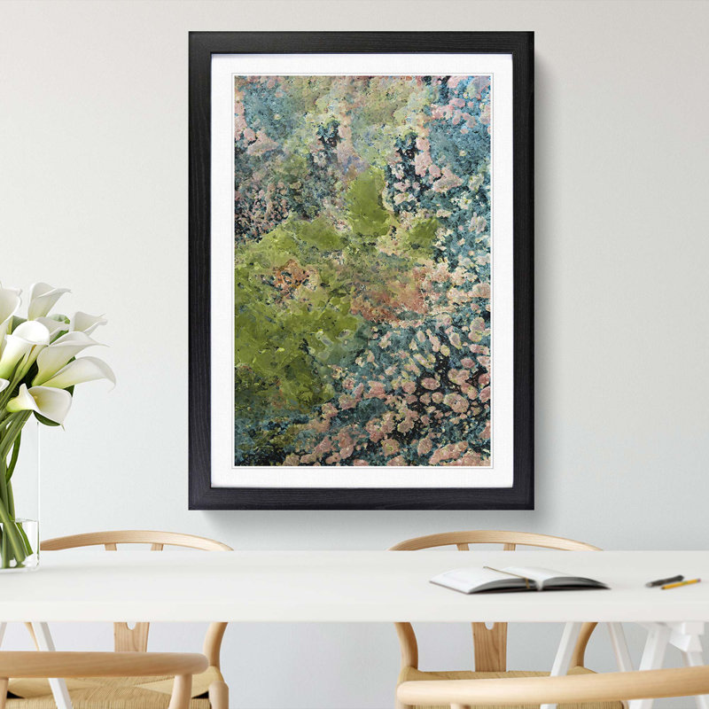 High Above the Greens in Abstract - Picture Frame Graphic Art Print, Black Framed, 65cm H x 48cm W x 2cm D