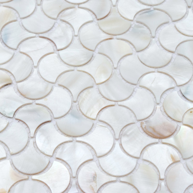 Mother Of Pearl 1" X 1" Seashell Fish Scale Alt Mosaic Sheet, Arctic