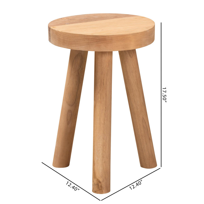 Eean Upholstered Teak Wood Ottoman