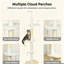 225‑255cm Adjustable Floor‑to‑Ceiling Cat Climbing Tower with Sisal Posts, Hanging Balls & Anti‑Tip Strap, Beige