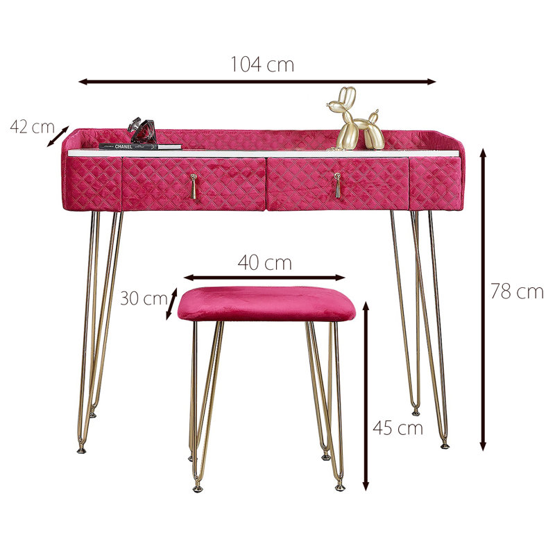 Aubie Dressing Table, Raspberry