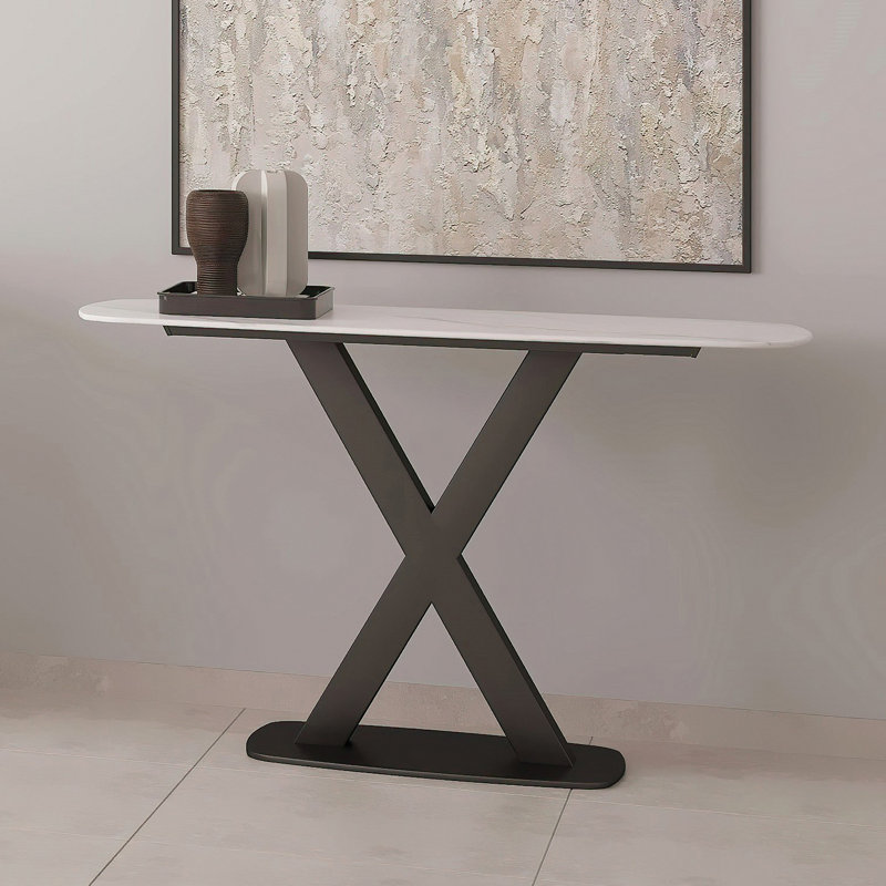 Deptula 120cm Stone Top Console Table, White