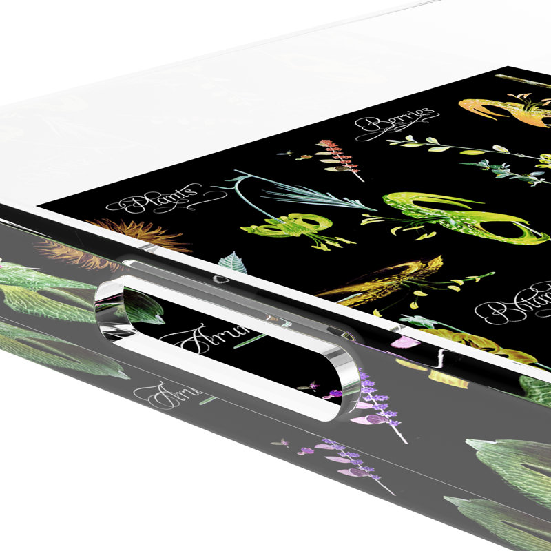 Botanicals Xray Acrylic Square Decorative Tray, Green, 18"W x 18"D x 2"H