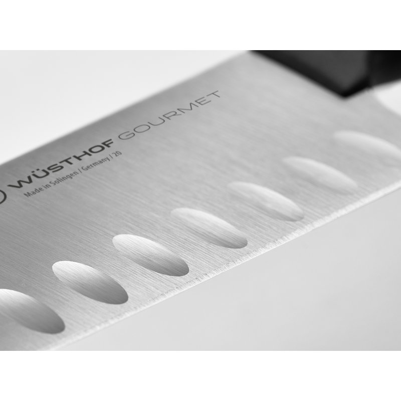 WÜSTHOF Gourmet 7" Hollow Edge Santoku Knife, Black