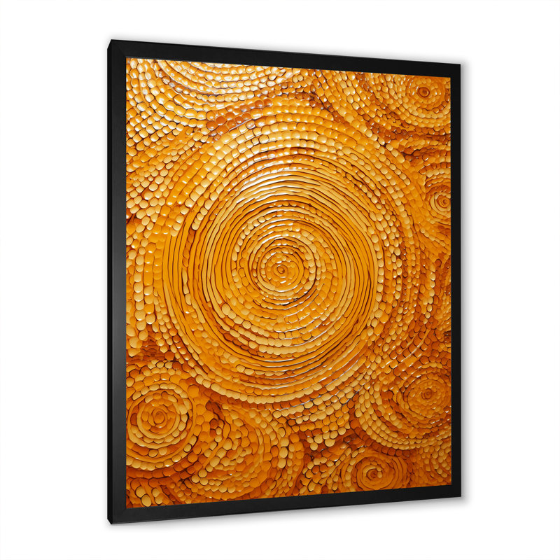 «Orange Floral Twilight Dream Abstract Collages IV», art mural abstrait, Cadre simple noir, H 32 po x l 24 po x P 1 po
